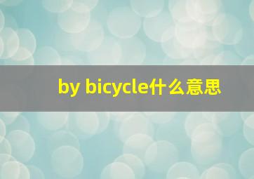 by bicycle什么意思